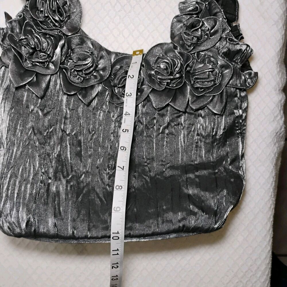 Metallic Crinkled Rose Sack Shoulder Bag Futuristic Space Cadet Coquette Fantasy - Picture 7 of 7